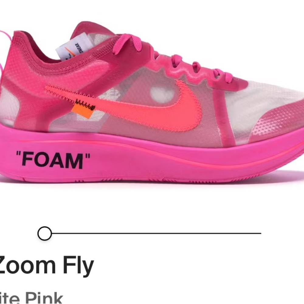 Nike x Off-White Zoom Fly SP "Tulip Pink" (mens 7.5, women’s 9) Limited Edition - Picture 2 of 7